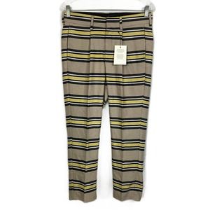 NWT‎ ASOS Pants Womens Sz 30x32 Unisex Beige Yellow Striped Tapered Crop Smart